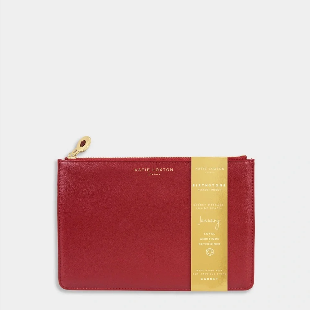 KATIE LOXTON Birthstone Perfect Pouch 'January' Garnet in Dark Red